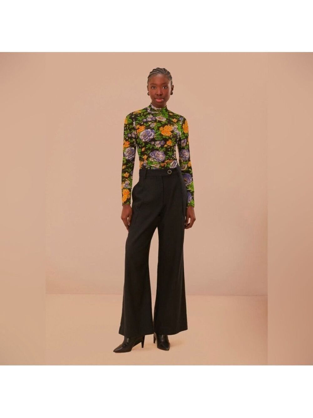 Farm Rio Capri Floral Black Jersey Blouse